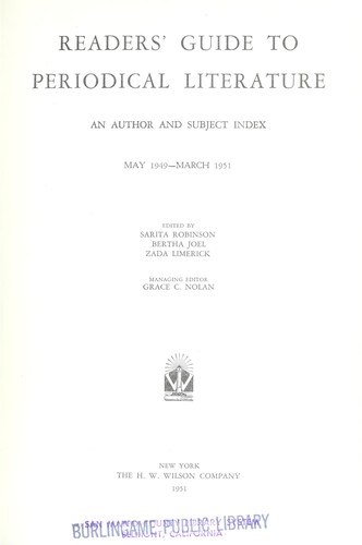Readers' guide to periodical literature