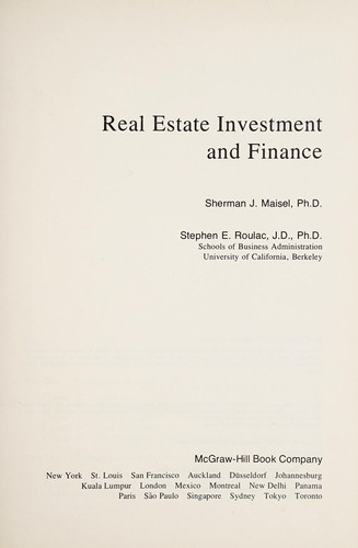 Real estate investment and finance