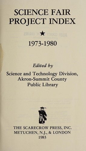 Science Fair Project Index 1973-1980