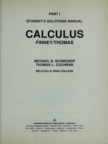 Student's solutions manual, calculus Finney/Thomas. Part I