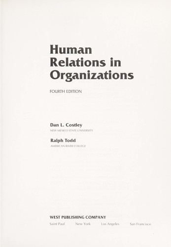 Human Relations in Organizatio N Fourth