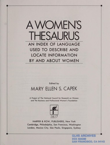 A Women's thesaurus : an index of language used to describe and locate information by and about women
