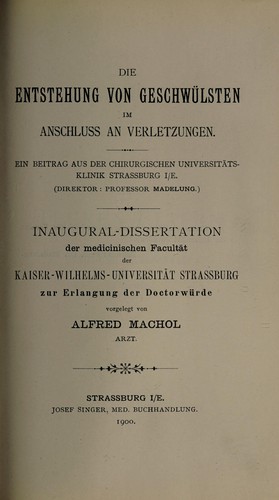 Die Entstehung von Geschwülsten im Anschluss an Verletzungen
