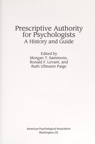 Prescriptive authority for psychologists