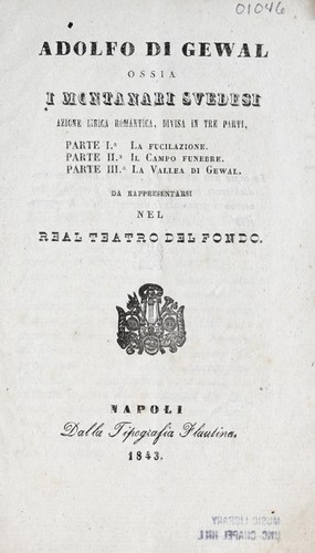 Adolfo di Gewal, ossia, I Montanari svedesi