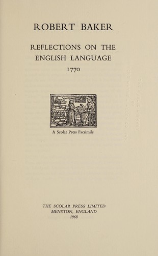 Reflections on the English language, 1770