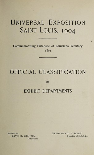Official classification of exhibit departments