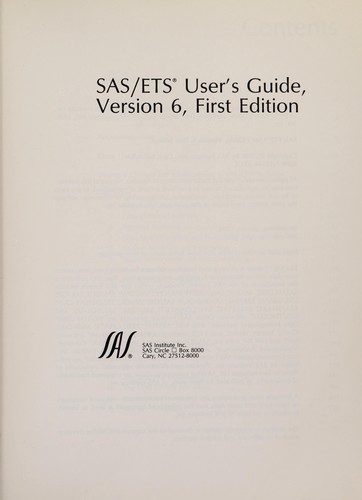SAS ETS Users Guide Version 6