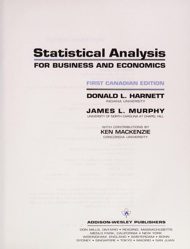 Statistical analysis for business and economics