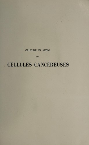 Culture in vitro des cellules cancéreuses