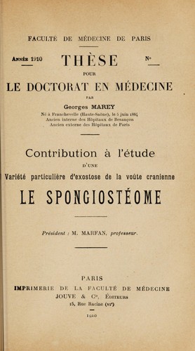 Contribution à l'étude d'une variété particulière d'exostose de la voûte cranienne