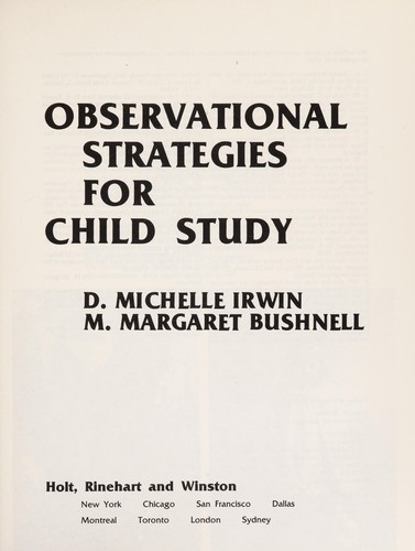 Observational strategies for child study