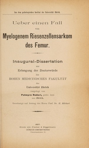 Ueber einen Fall von myelogenem Riesenzellensarkom des Femur ...