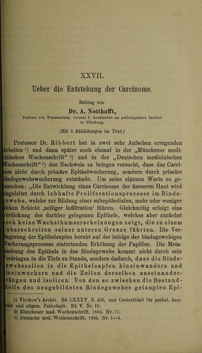 Ueber die Entstehung der Carcinome