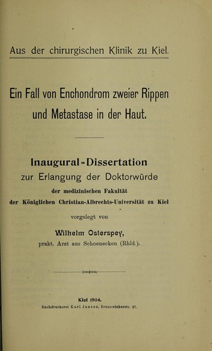 Ein Fall von Enchondrom zweier Rippen und Metastase in der Haut ...