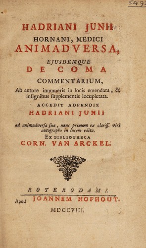 Animadversa, ejusdemque de coma commentarium, ab autore ... emendata, et ... locupletata