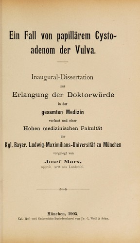Ein Fall von papillärem Cysto-adenom der Vulva ...