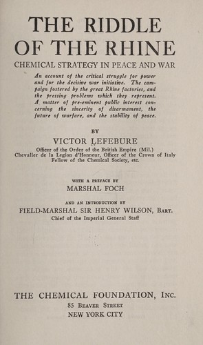 The riddle of the Rhine; chemical strategy in peace and war
