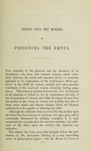An experimental inquiry into the effect upon the mother of poisoning the foetus