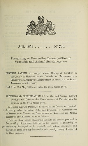 Specification of George Edward Dering