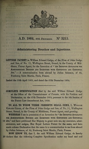 Specification of William Edward Gedge