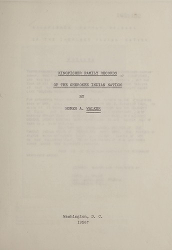 Kingfisher family records of the Cherokee Nation