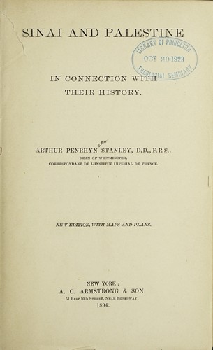 Sinai and Palestine, in connection with their history