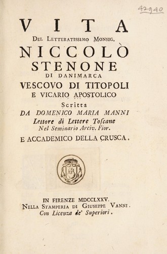 Vita del letteratissimo monsig. Niccolò Stenone. Di Danimarca
