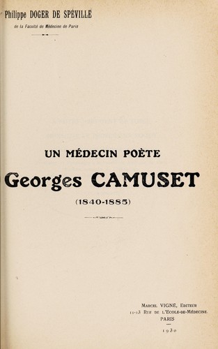 Un médecin poète, Georges Camuset (1840-1885)