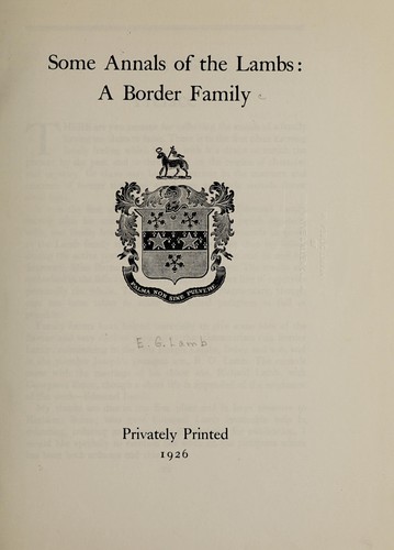 Some annals of the Lambs, a border family