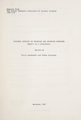 Cultural studies on drinking and drinking problems