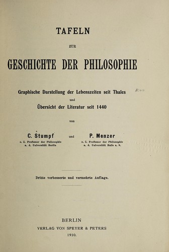 Tafeln zur Geschichte der Philosophie