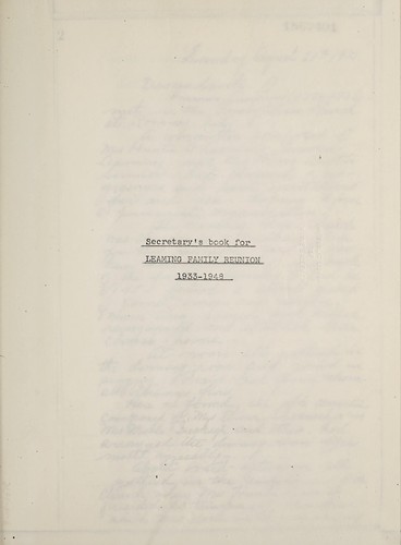 Secretary's book for Leaming family reunion, 1933-1948, at Romney, Ind