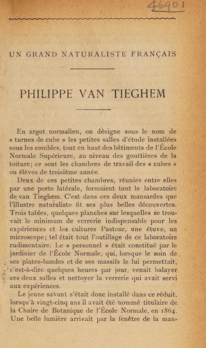 Un grand naturaliste franca̧is, Philippe van Tieghem