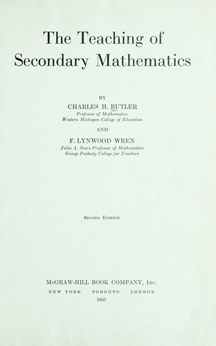 The teaching of secondary mathematics