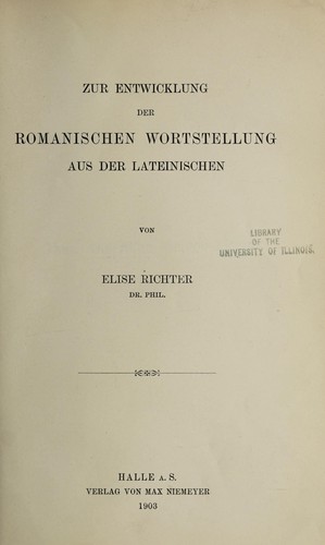Zur Entwicklung der romanischen Wortstellung aus der Lateinischen