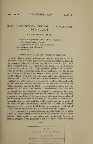 Some present-day trends in vocational psychology