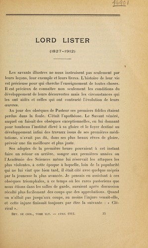 Lord Lister (1827-1912)