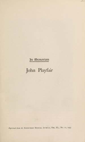 In Memoriam John Playfair