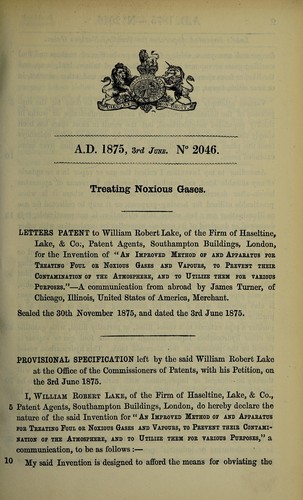 Specification of William Robert Lake