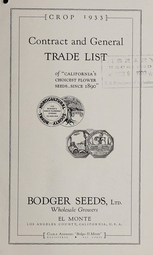 Contract and general trade list of "California's choicest flower seeds since 1890"