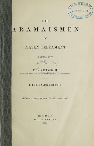 Die Aramaismen im Alten Testament