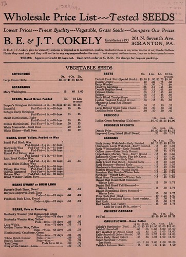 Wholesale price list, tested seeds
