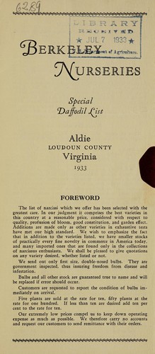 Special daffodil list, 1933