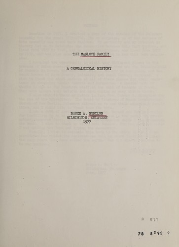 Genealogy of the Manlove family
