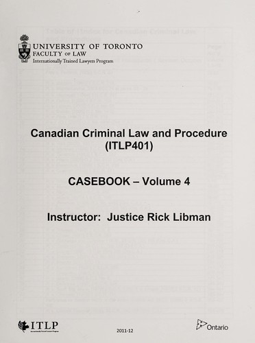 Canadian criminal law and procedure (ITLP401)