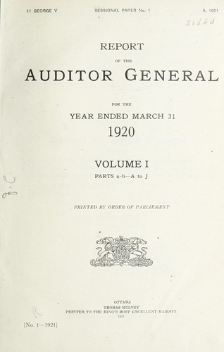 Report of the Auditor General to the House of Commons