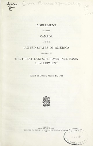 Agreement between Canada and the United States of America relating to the Great Lakes - St. Lawrence Basin development