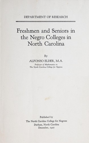 Freshmen and seniors in the Negro colleges in North Carolina