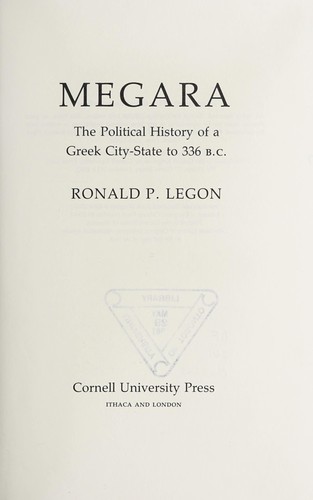 Megara, the political history of a Greek city-state to 336 B.C